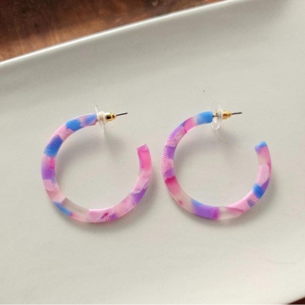 Cotton Candy Medium Size Colored Hoops